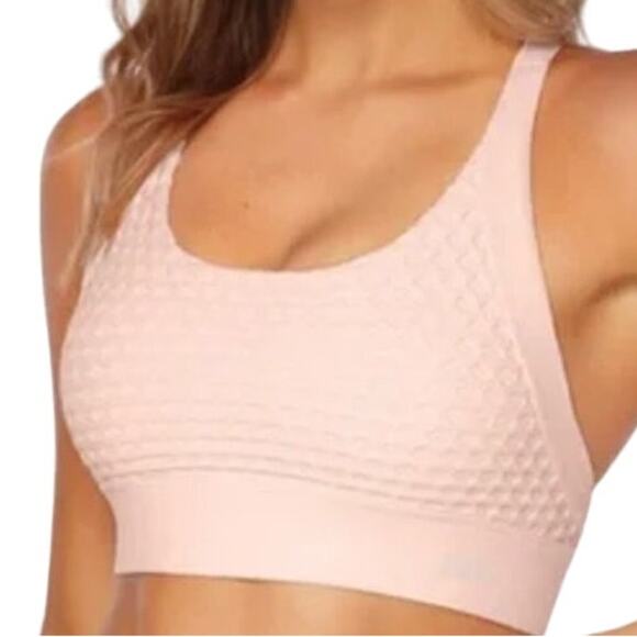 Lorna Jane High Intensity Sports Bra Cutout Eyelet Logo Athletic Yoga Pink XS - Picture 1 of 5